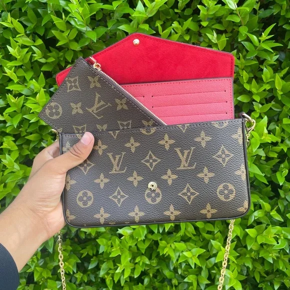 Louis Vuitton Monogram Chain Wallet with Red Interior and Card Slots - Picture 1 of 4